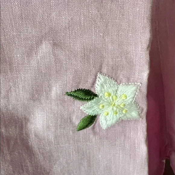 NWT$259 FANM MON x Andie the Serik mini dress pink w embroidered flower accent L - Picture 14 of 16